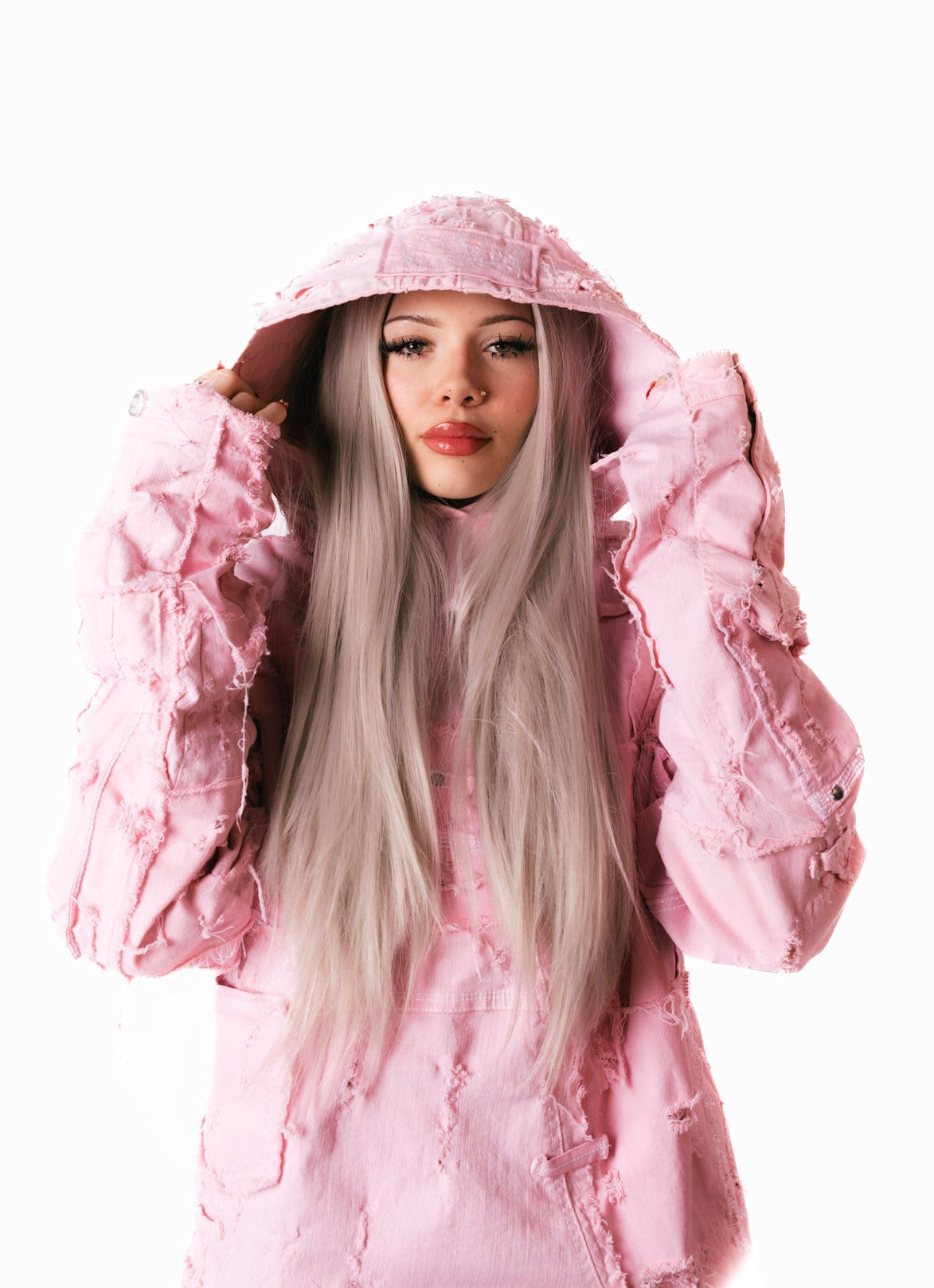 Distressed Pink Hoodie