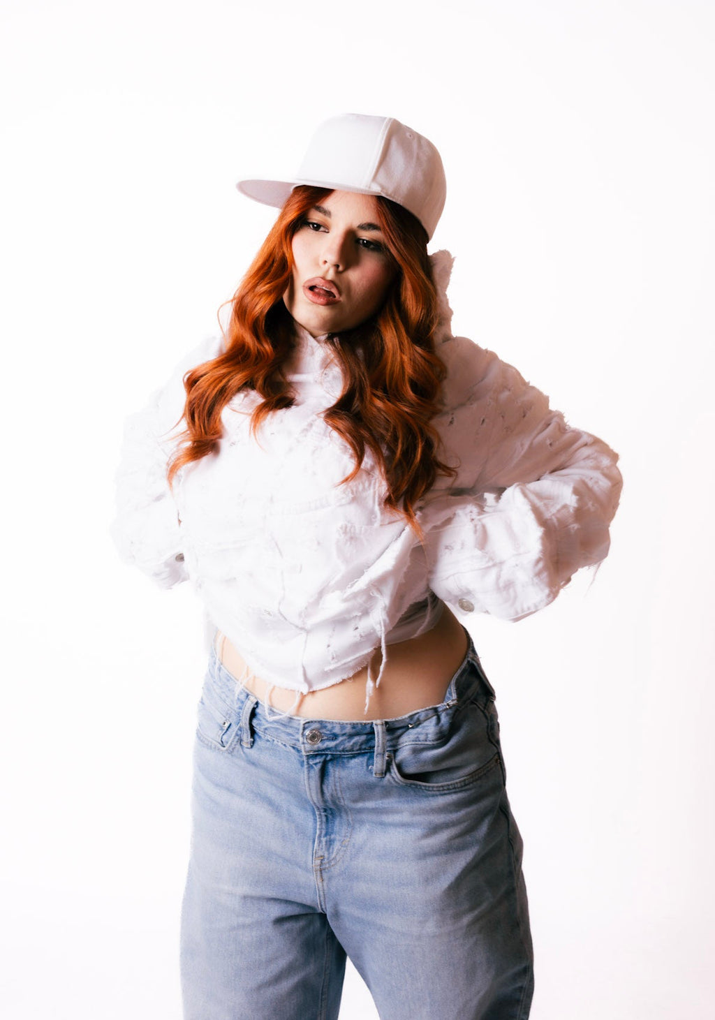 Distressed White Hoodie