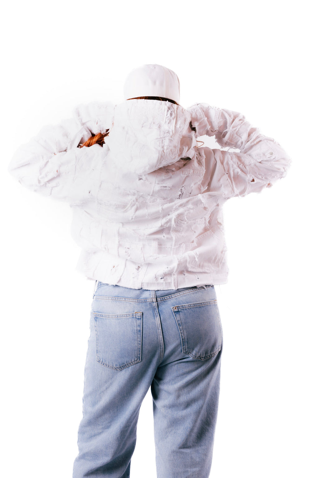Distressed White Hoodie