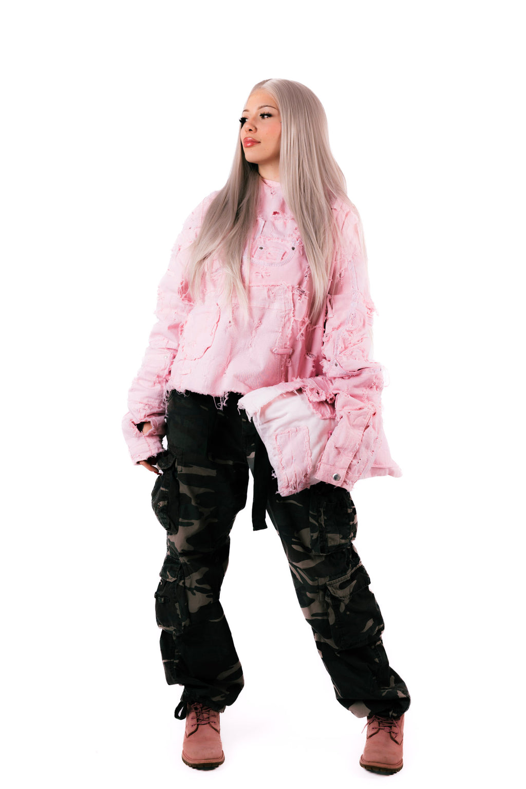 Distressed Pink Hoodie