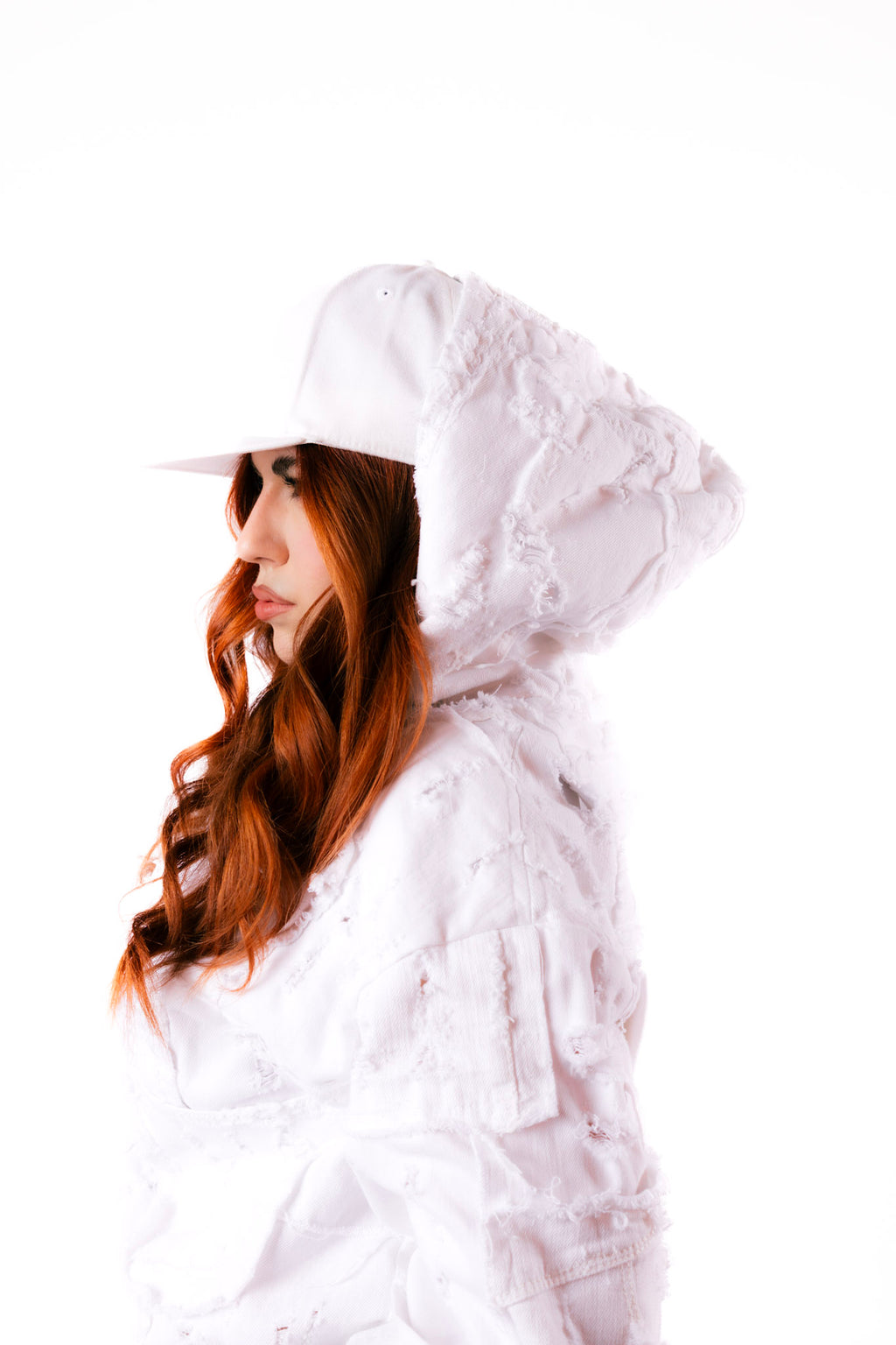 Distressed White Hoodie