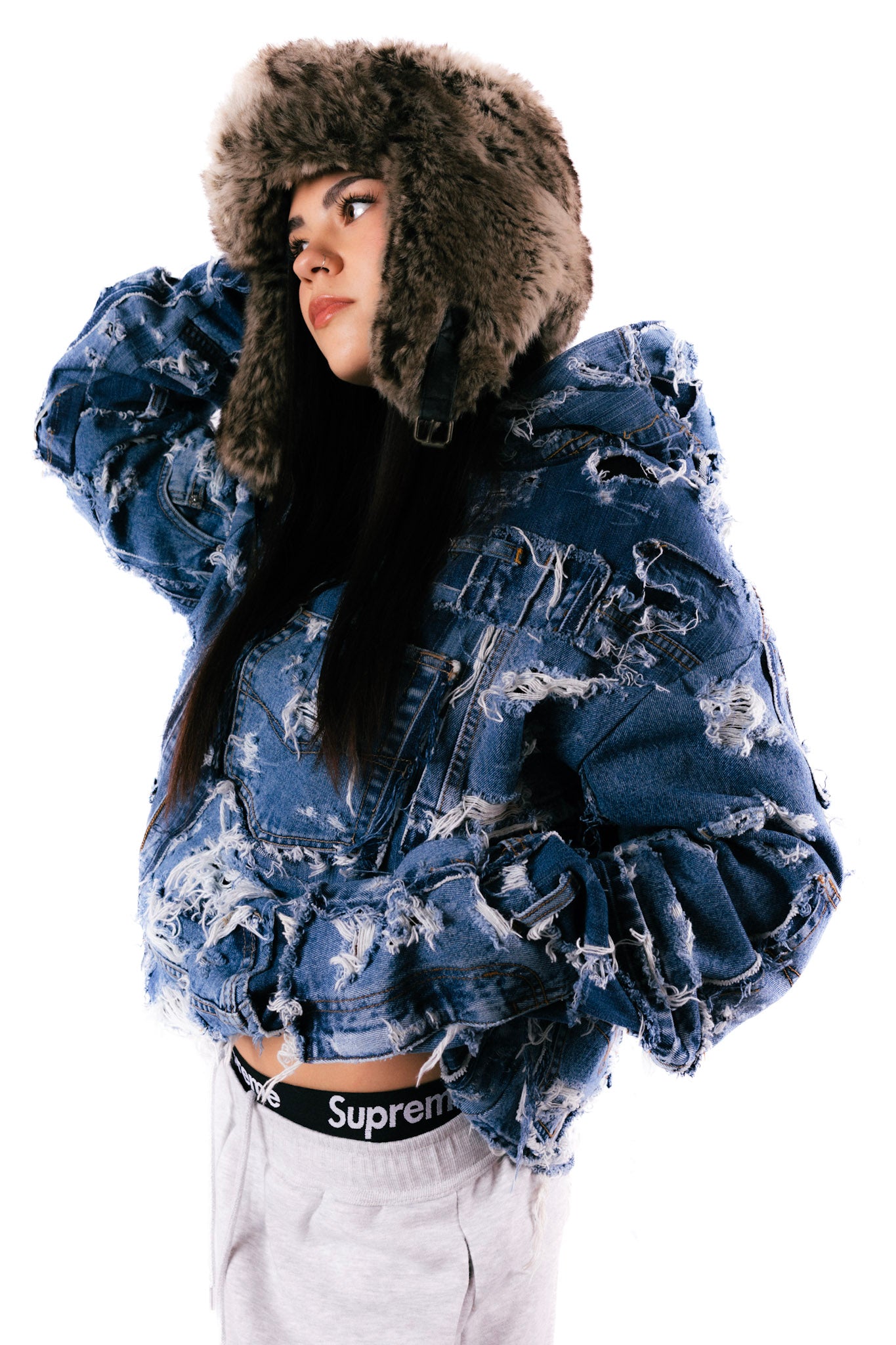 Distressed Blue Hoodie