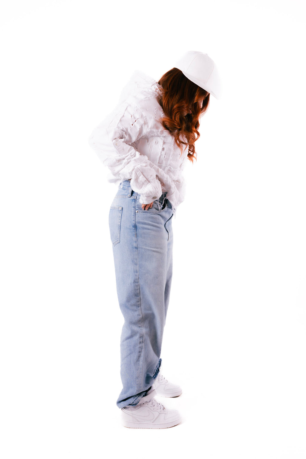 Distressed White Hoodie