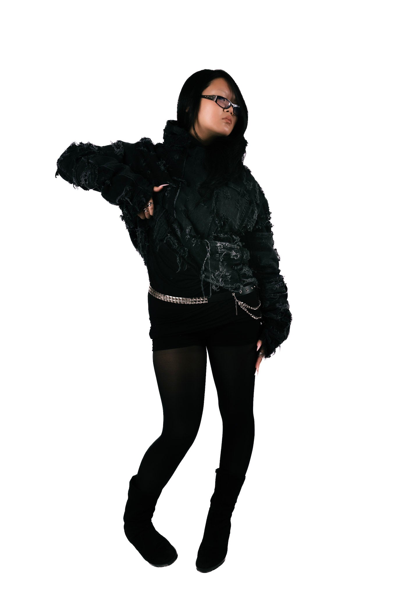 Distressed Black Hoodie