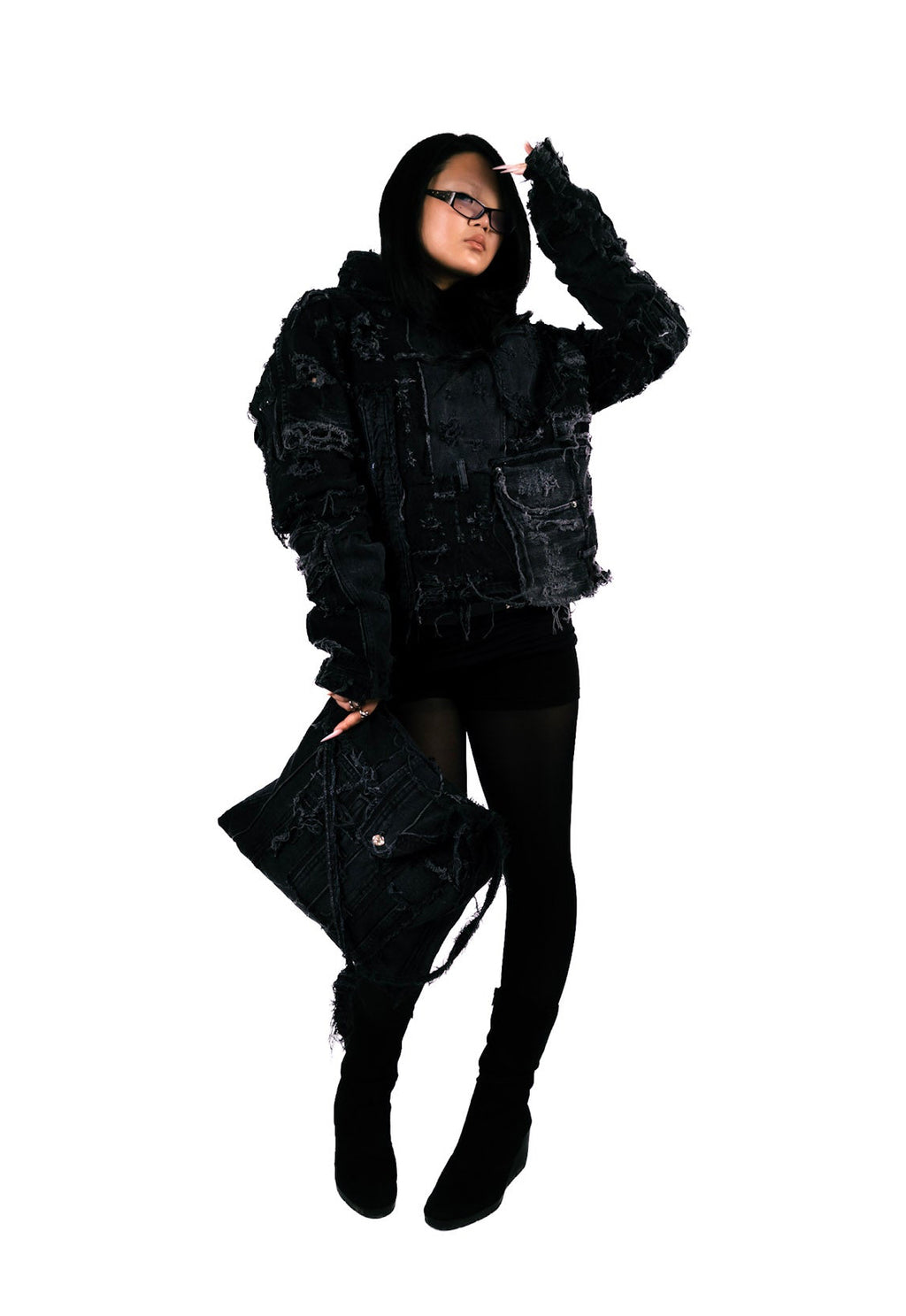 Distressed Black Hoodie